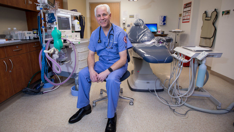 Stanley Heleniak, a dental anesthesiologist, in an operating room.