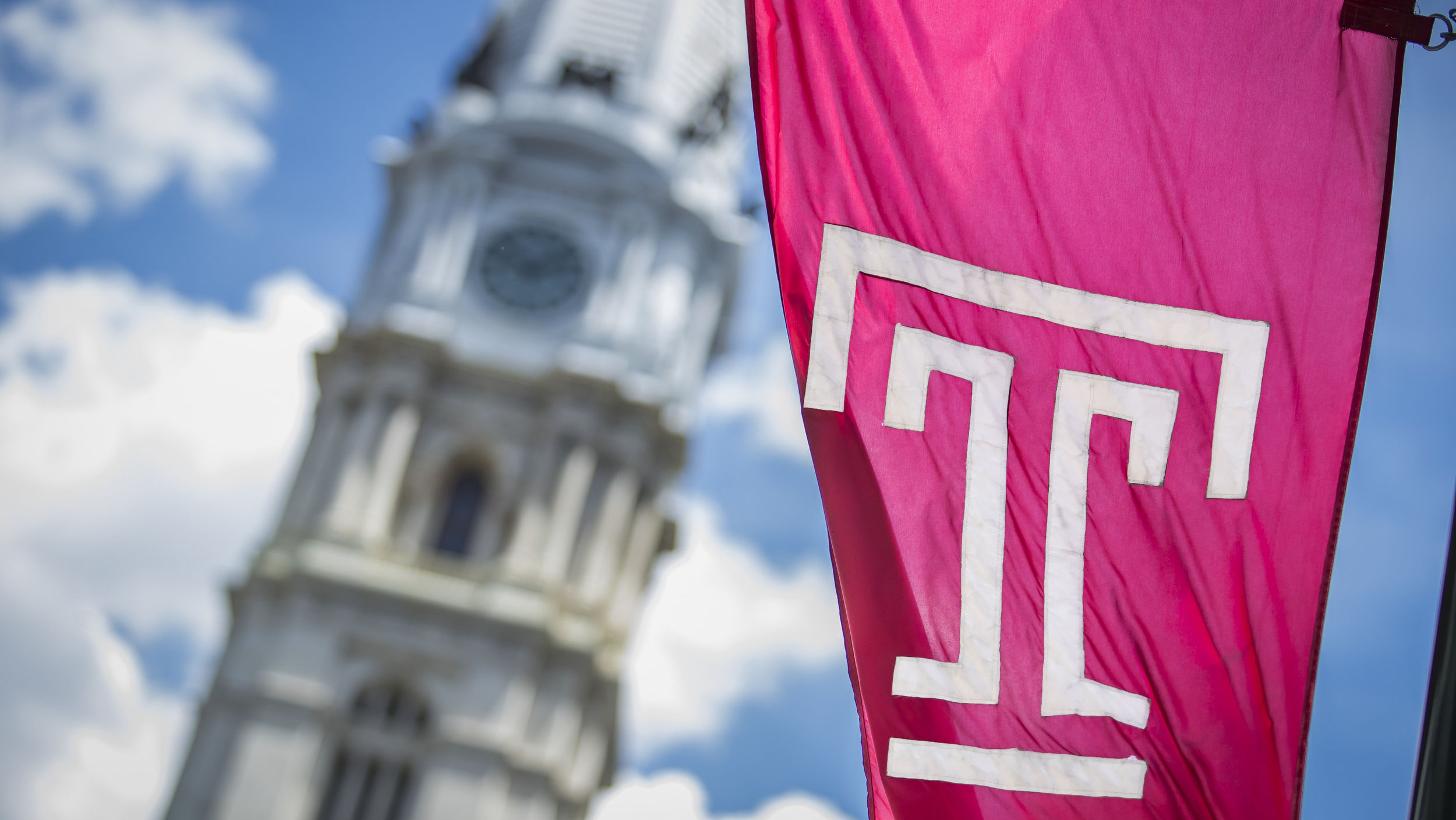 The Temple flag flies in Philadelphia