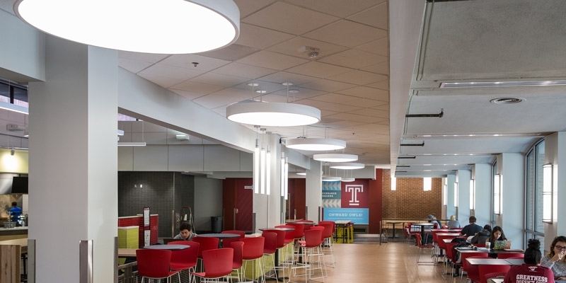 LED lighting in the Student Center food court