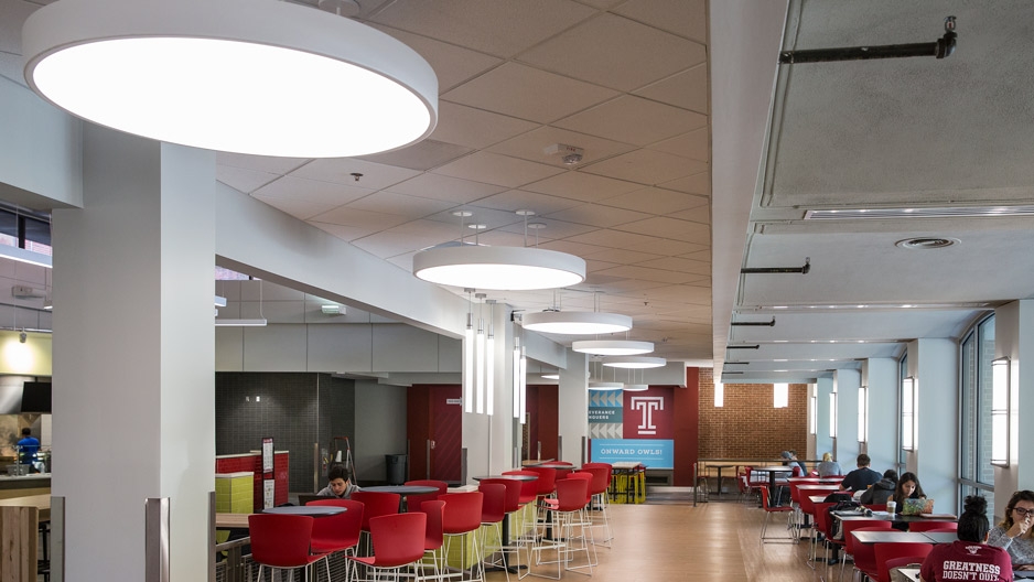 LED lighting in the Student Center food court