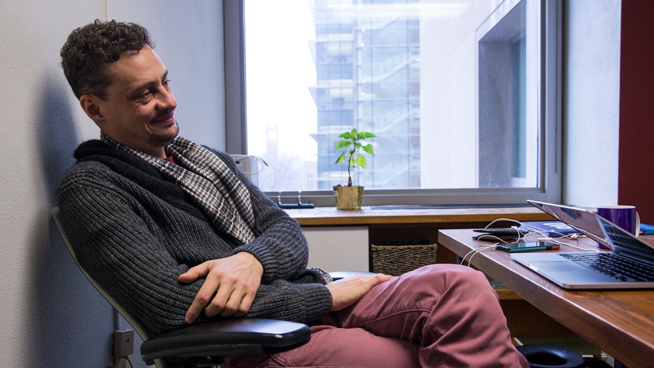 Victor Gutierrez-Velez sitting at his desk