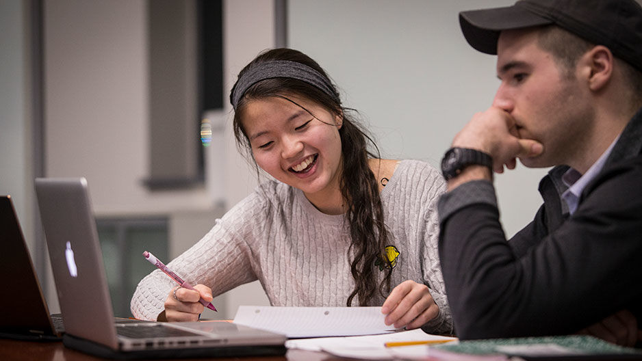 One student tutoring another