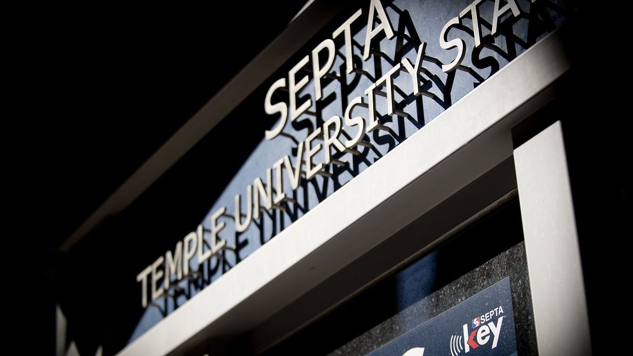 The entrance of SEPTA's Temple University Regional Rail Station. 