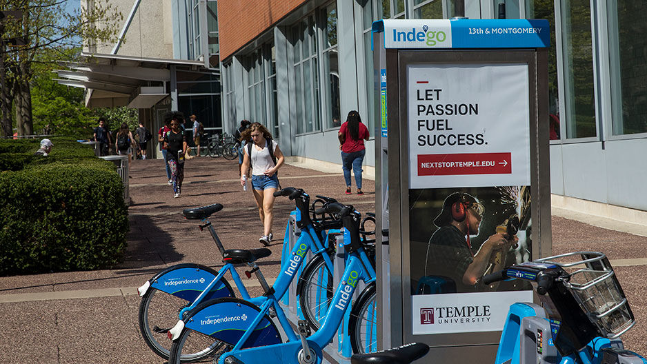 Indego bike share on 13th Street and Montgomery Avenue