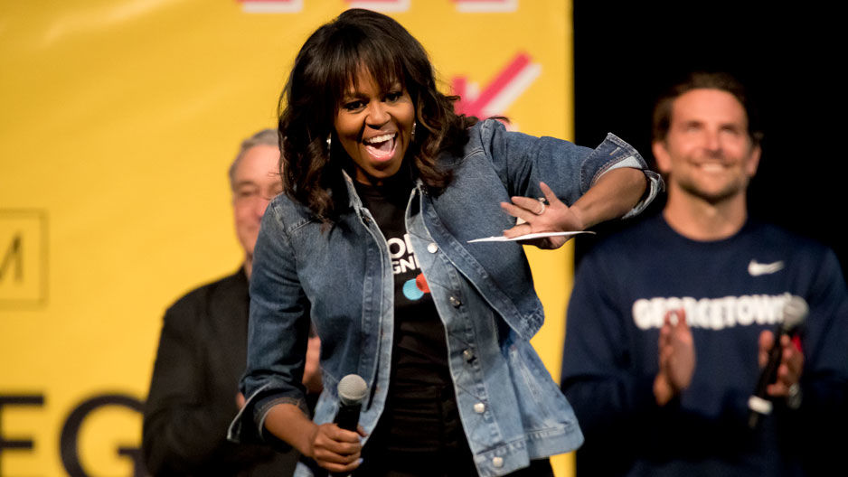 Michelle Obama, Robert DeNiro and Bradley Cooper at the Liacouras Center