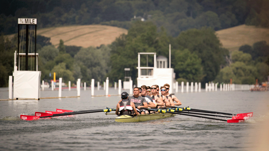 Temple crew team members row on the River Thames