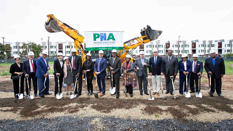 Local leaders breaking ground at the Norris Homes development site
