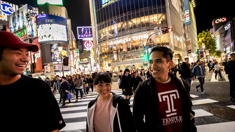 Temple students walking in Tokyo