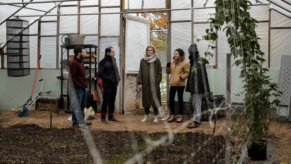 engineers inside the greenhouse