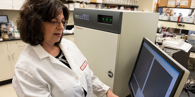Marlene Jacobson in the lab