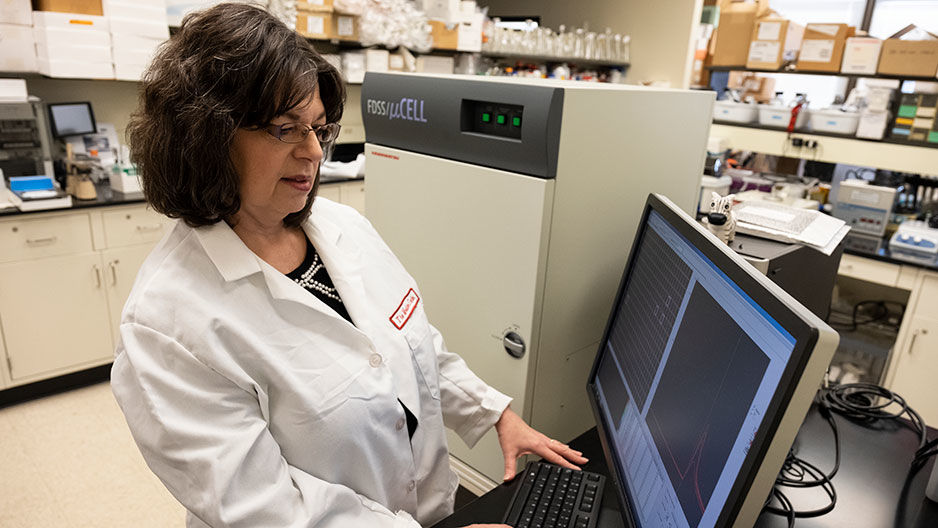 Marlene Jacobson in the lab