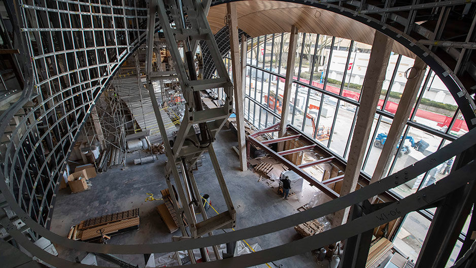 construction site of Charles Library, interior