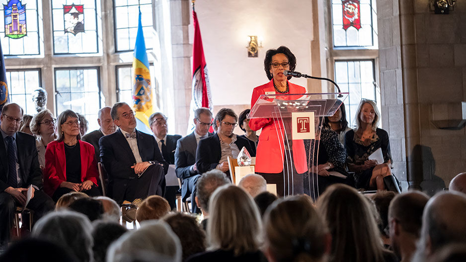 Provost JoAnne A. Epps at a podium