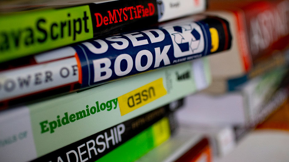 stack of textbooks