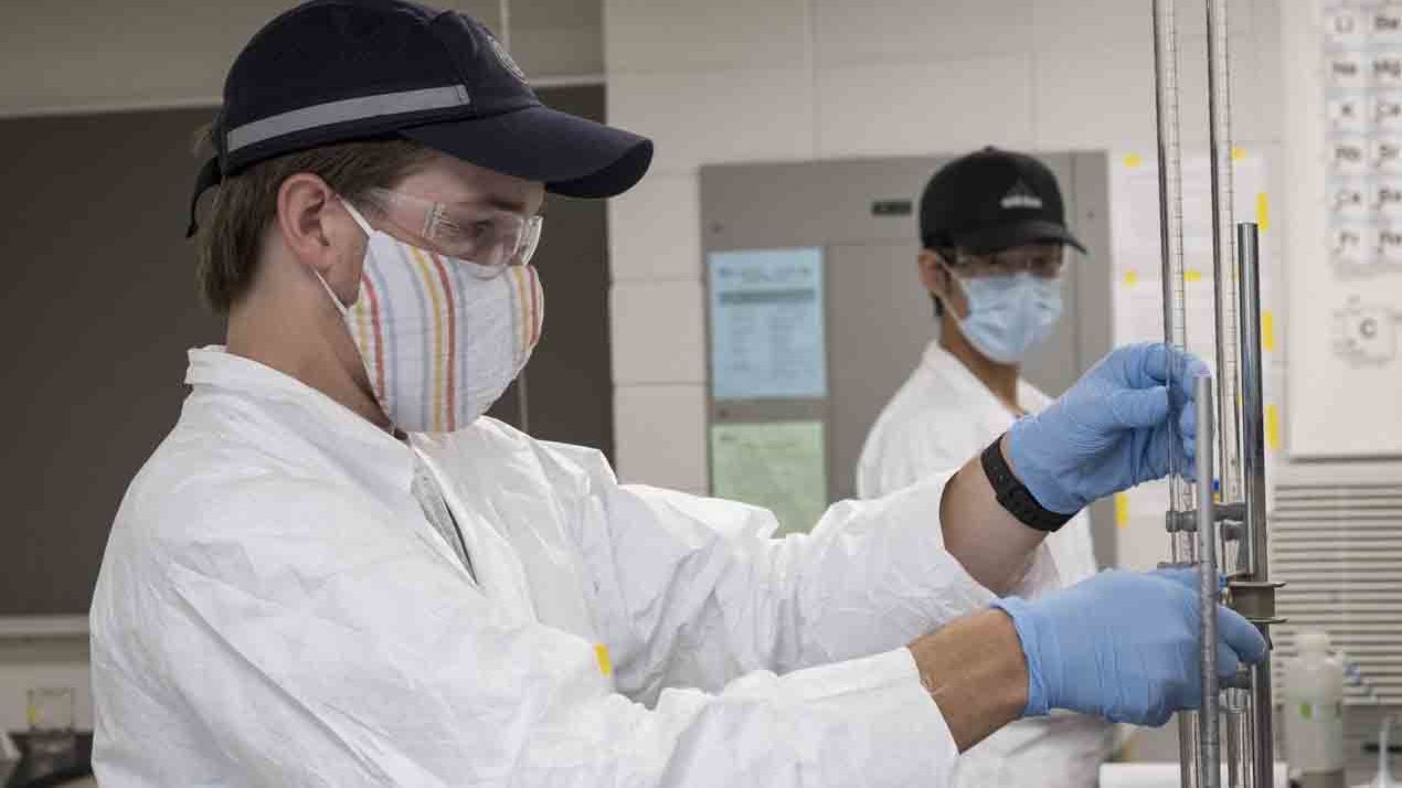 student in a chemistry lab