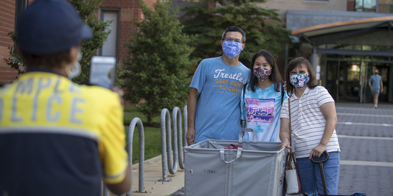 a student moves into a residence hall on Temple's campus.