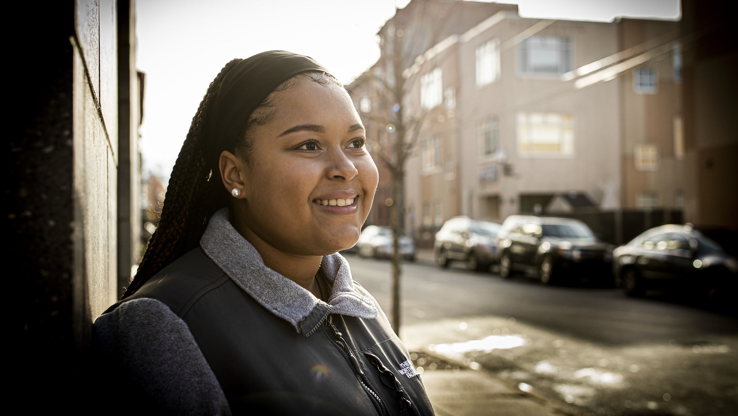 Ra'Vonne Pierre standing outside on Temple's campus. 