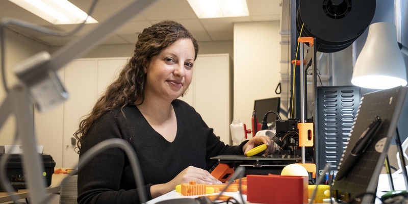 Image of Assistive Technology Specialist Alanna Raffel working in the Ritter Annex lab.
