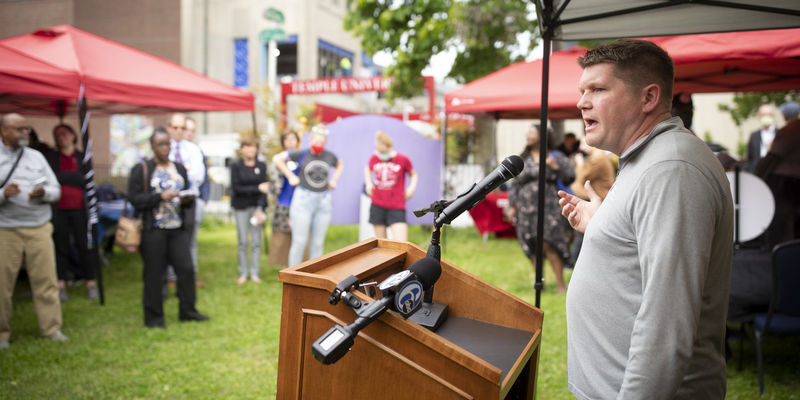 Jonathan Latko speaks during Digital Equity Day.