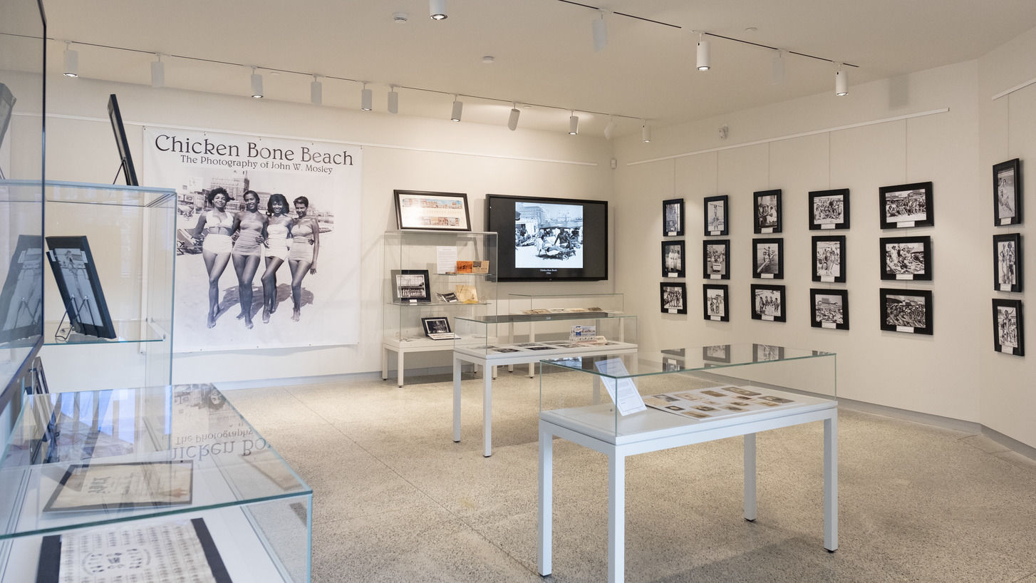Image of the newest exhibition on Chicken Bone Beach at the Charles Library.