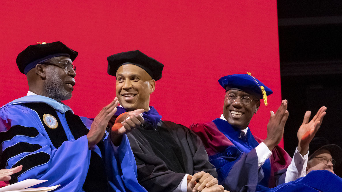 Senator Cory Booker and Temple President Jason Wingard