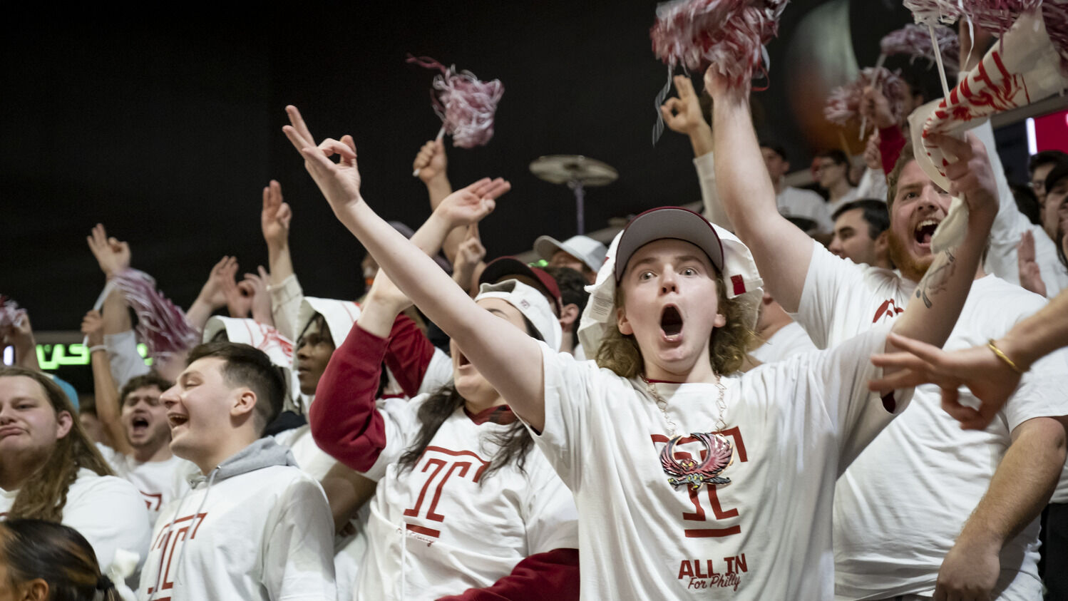Image of Temple student white-out basketball game.