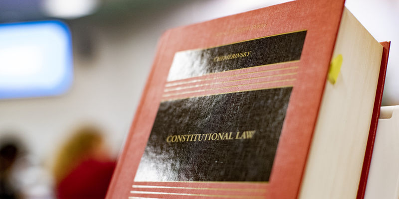 A red constitutional law book