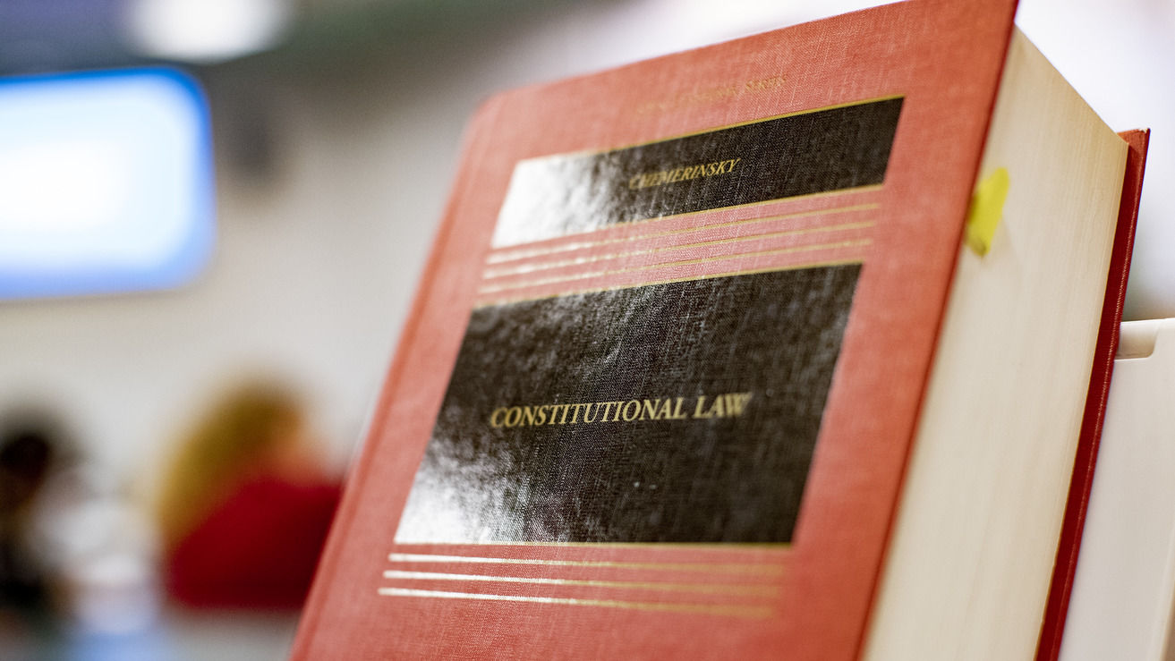 A red constitutional law book
