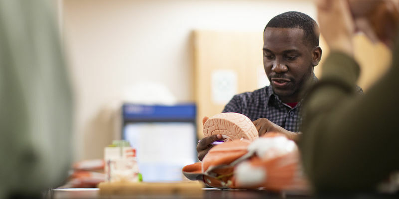 Antonio Matias Buenga in an anatomy lab on Main Campus
