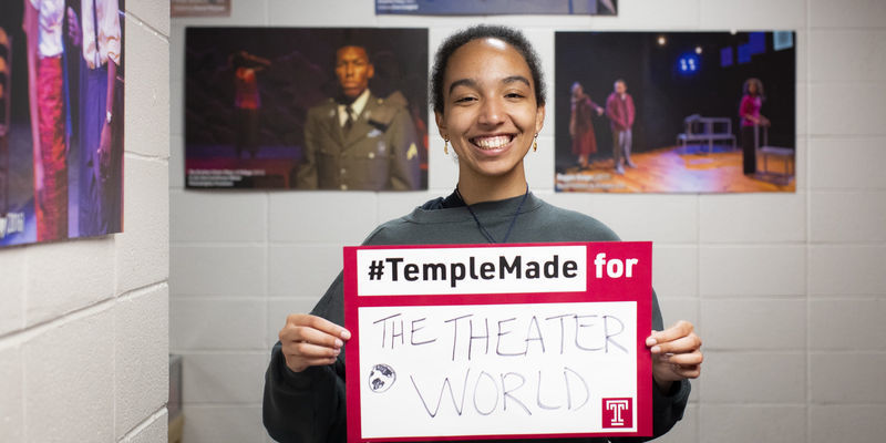 Image of Temple theater student inside Randall Theater.     