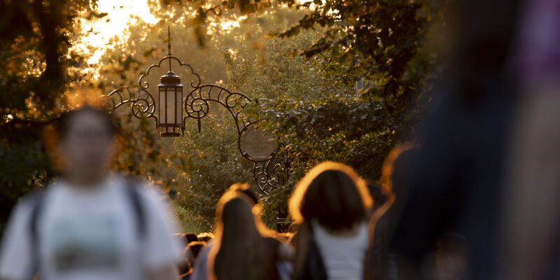 An evening campus stock photo.