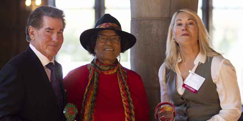 Image of Claire Smith with Steve Garvey and Doris Burke.