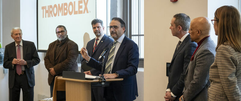 Image of Riyaz Bashir speaking at Monday's press conference.