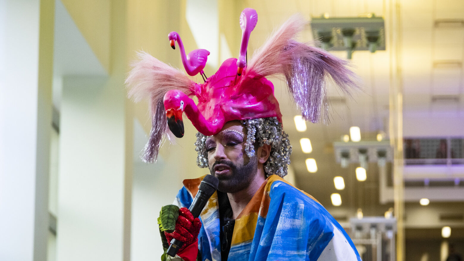 Host John Jarboe hosting the Wearable Art Show 