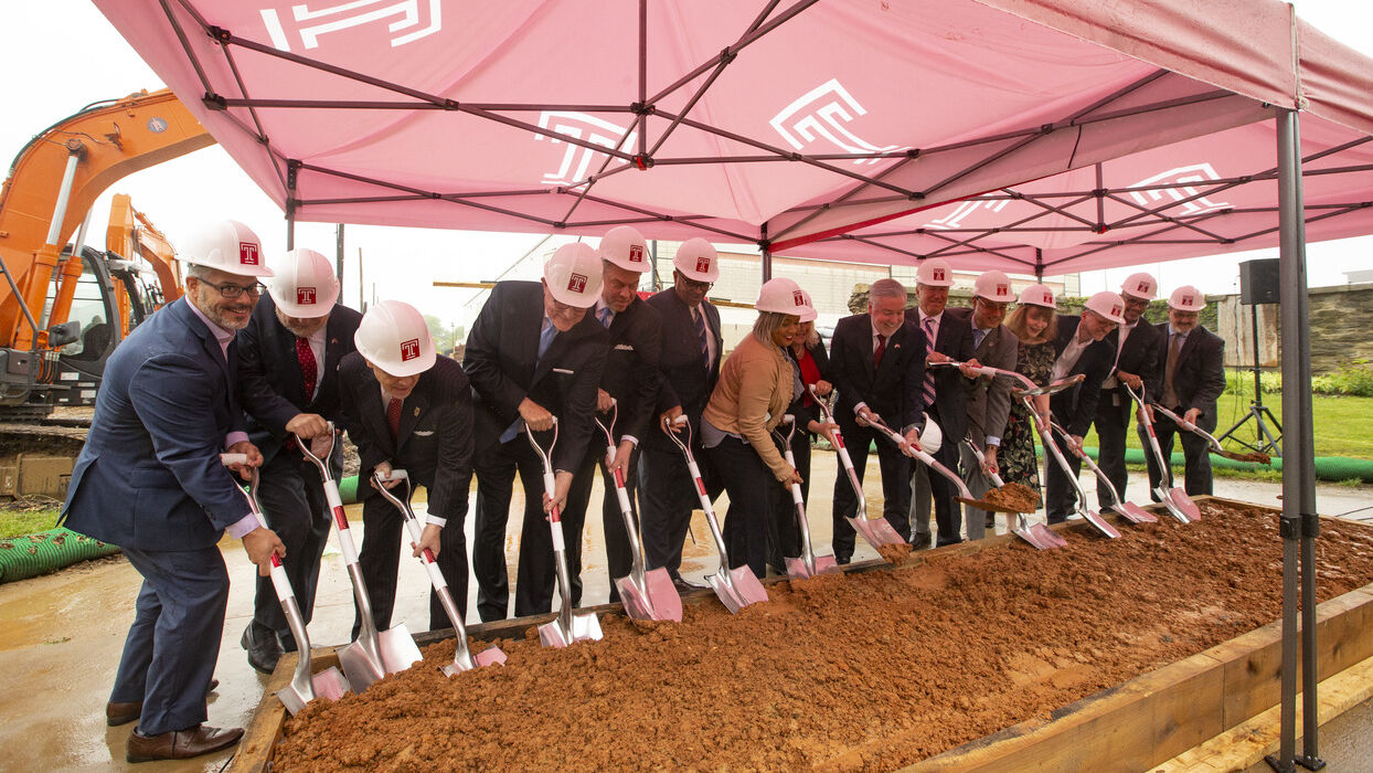 Temple leaders and local dignitaries break ground