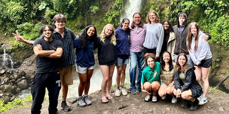 Image of Dean Mostafa and a group of Temple students in Costa Rica.