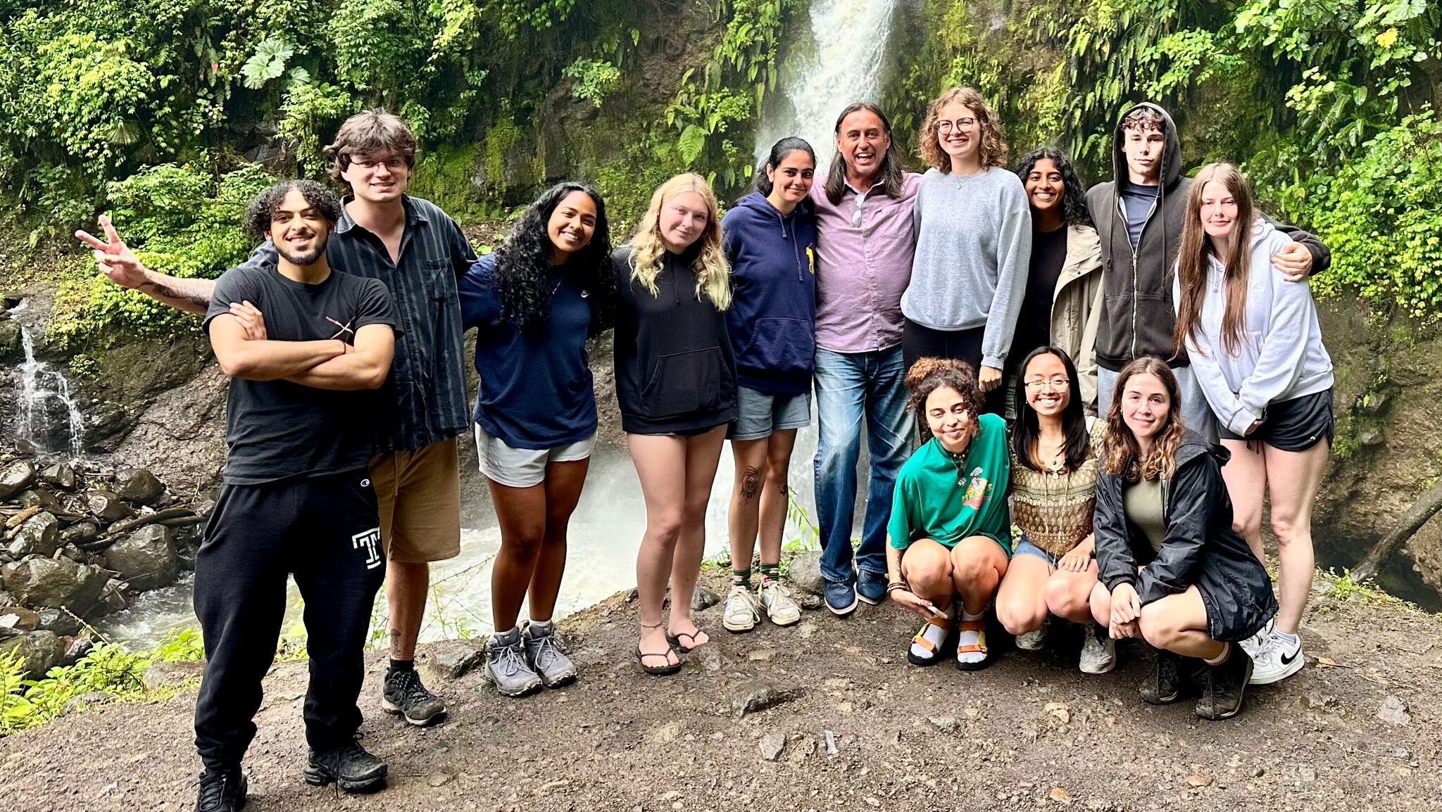 Image of Dean Mostafa and a group of Temple students in Costa Rica.