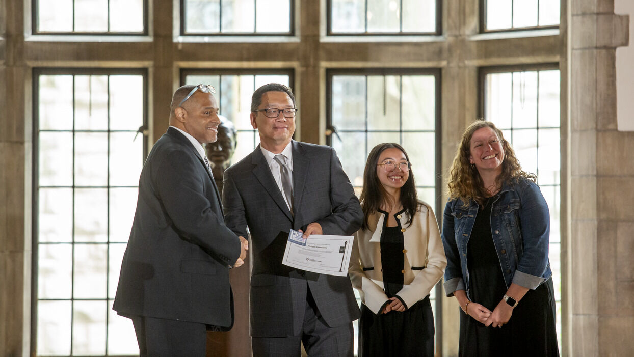 Representatives from Temple receiving the PA CARES designation