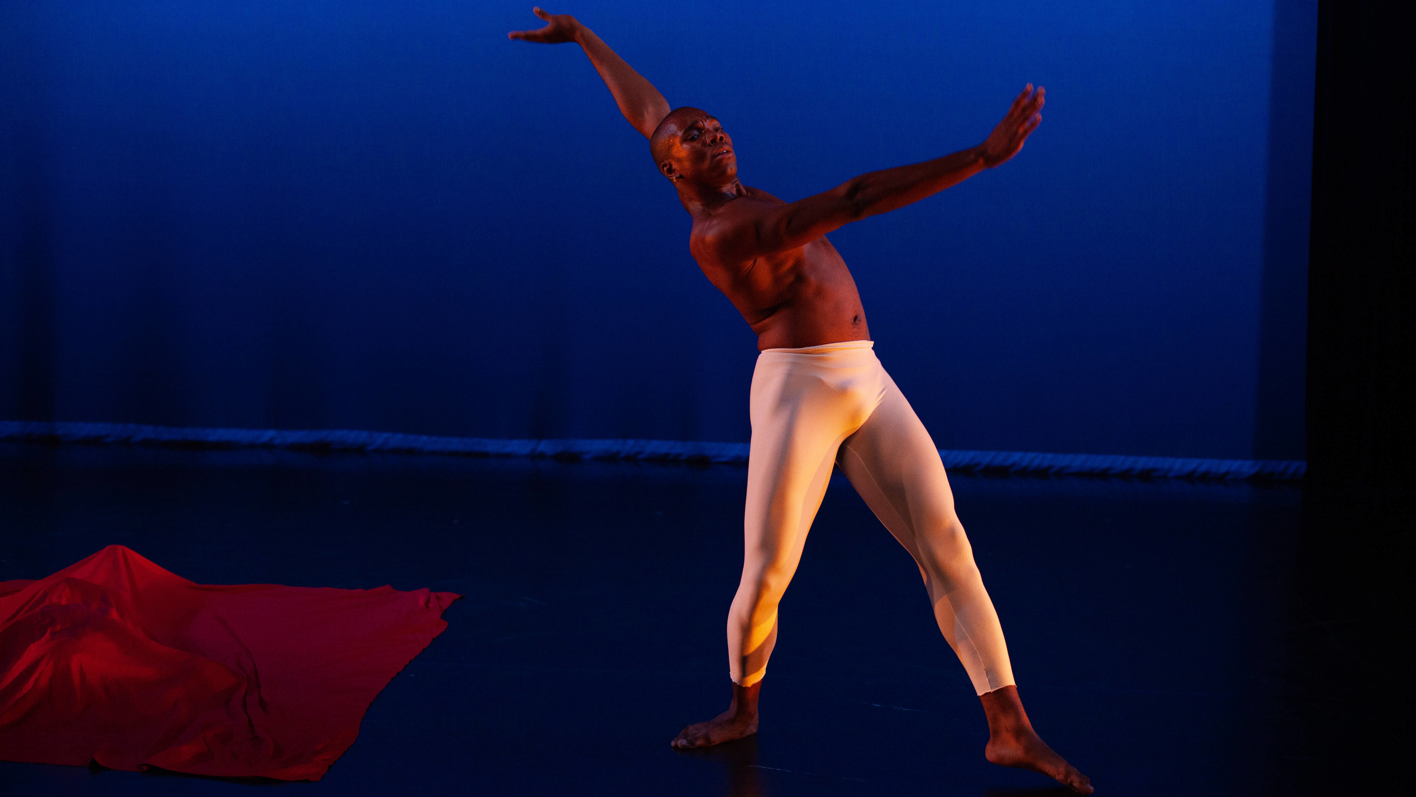 A Boyer dance student performs on stage.