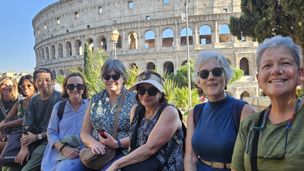  Image of Temple’s adult study abroad program cohort at the Colosseum in Rome.  