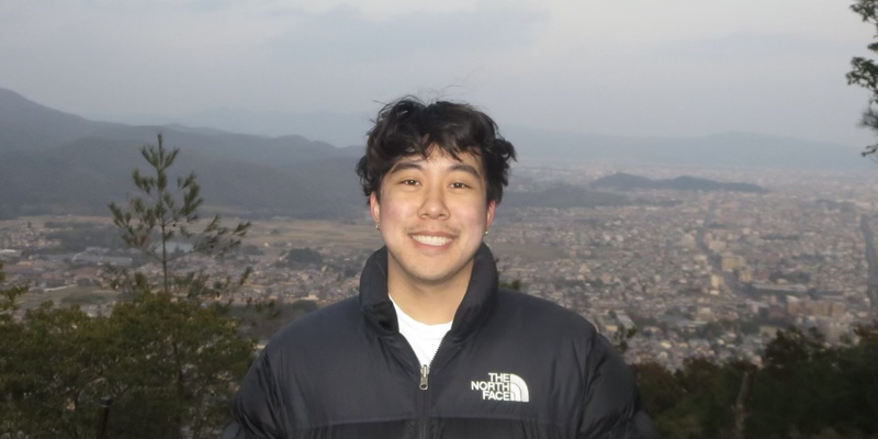 Andrew Tran at a mountain in Arashiyama, Kyoto