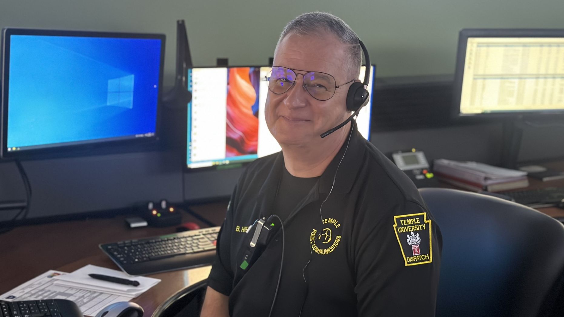 Brian Hathaway pictured in the Communications Center.