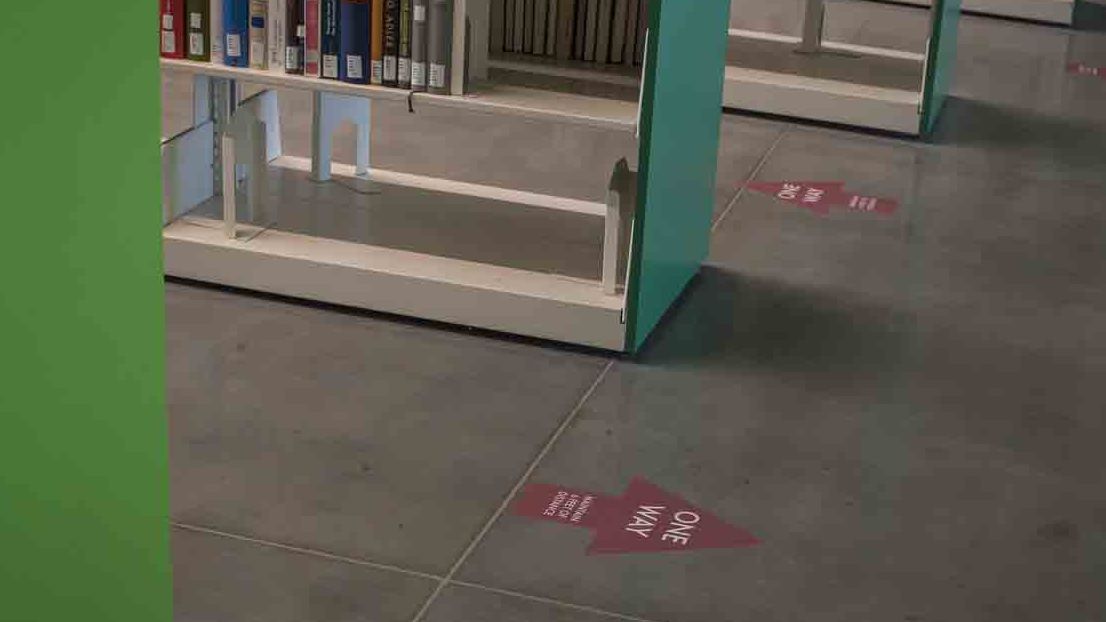 directional signage promotes physical distancing