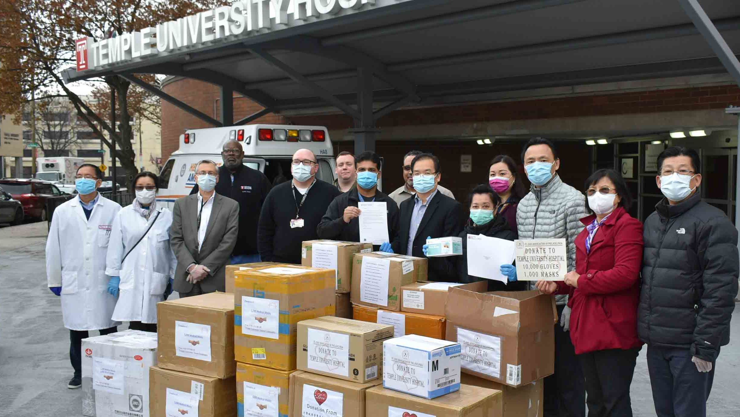 mask donation to Temple Hospital