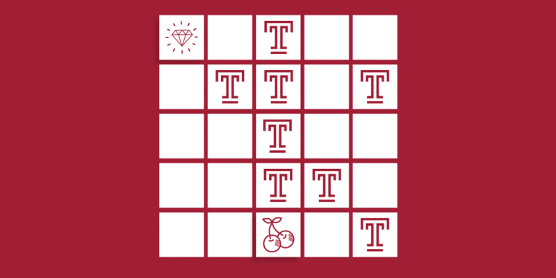 bingo board with a cherry and T