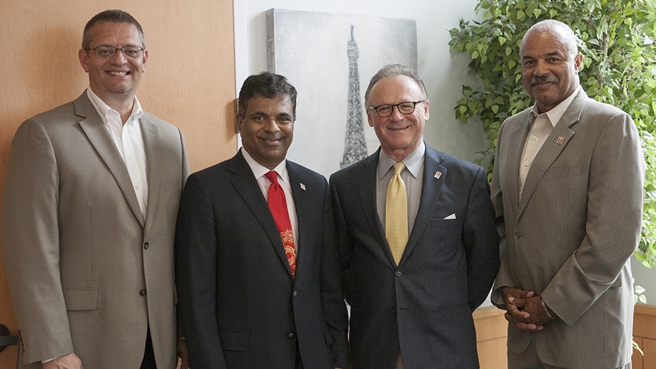 Harith Wickrema with STHM Dean M. Moshe Porat and other school officials.