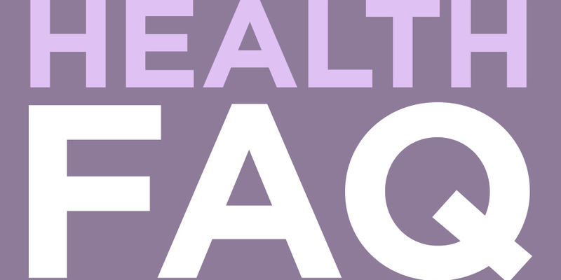 A graphic that reads "Health FAQ" 