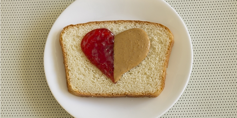 A peanut butter and jelly sandwich.