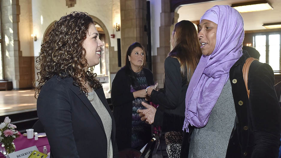 A group of women talking. 