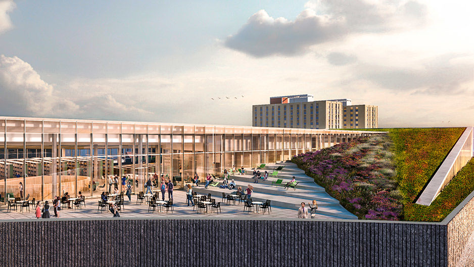 The green roof on Temple’s future library.